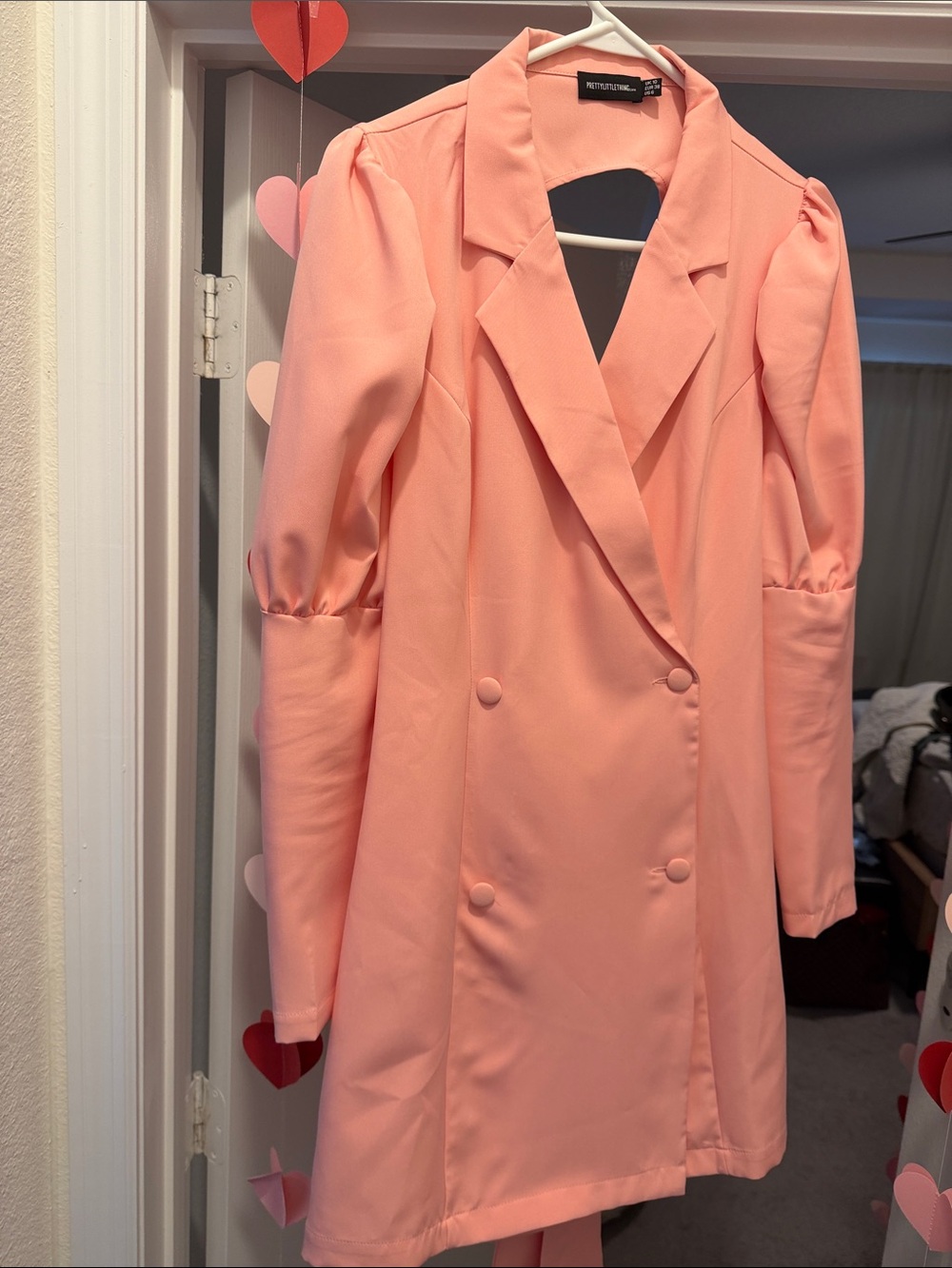 PrettyLittleThing Peach Pink Double-Breasted Longline Blazer